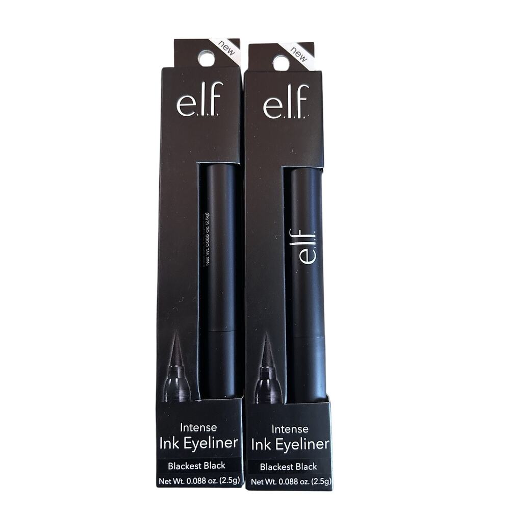 2 Pack E.L.F., Intense Ink Eyeliner. Blackest Black, 0.088 oz (2.5 g)